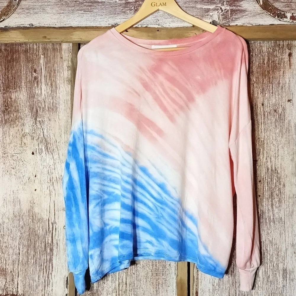 Adyson Parker oversized multi color soft drop shoulder top size small - Picture 2 of 6